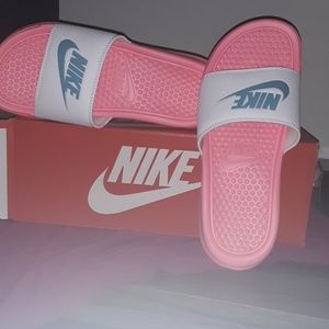 Pink and blue girls Nike sandals